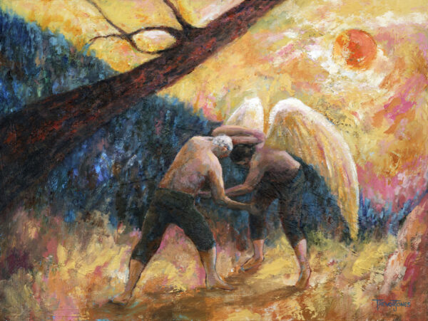 Peter Schiff Wrestling with the Angel print