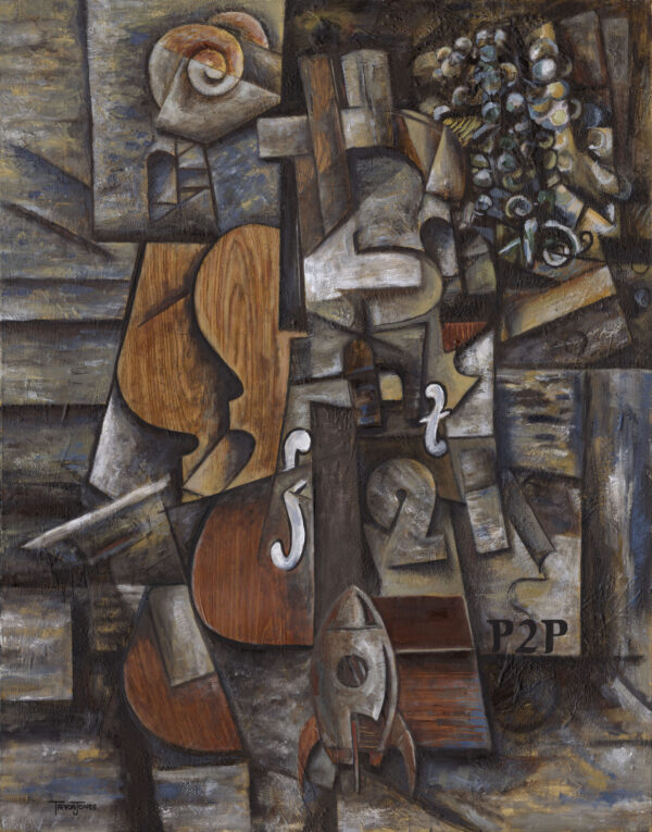 Violin, Bitcoin and Grapes print